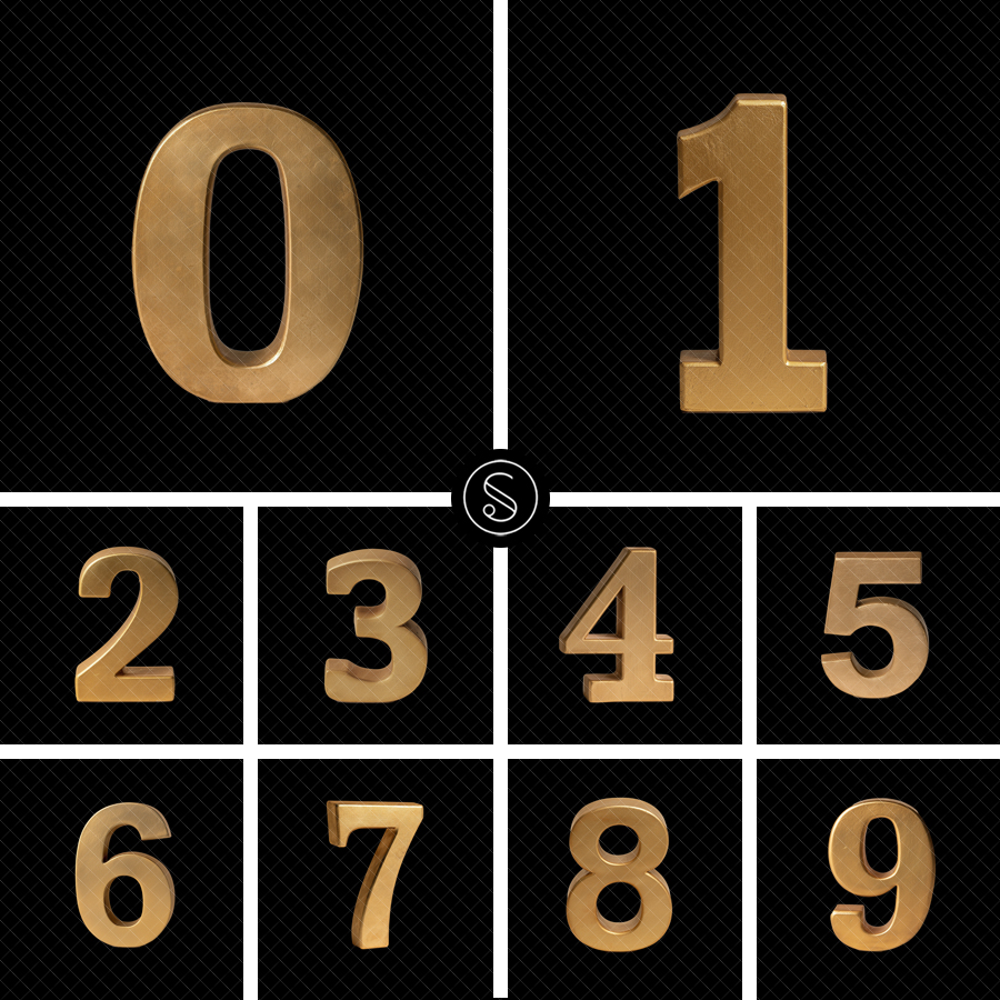 Prop Digital Overlays - Gold Number Blocks