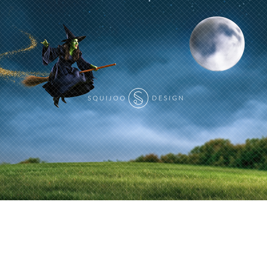 Halloween Digital Backdrop - Witch Flight