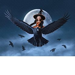 Halloween Digital Backdrop - Crow Flight
