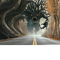 Halloween Digital Backdrop - Tree Monster