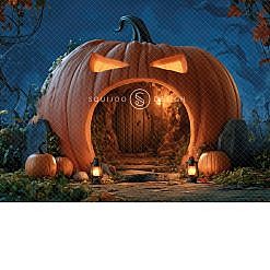 Halloween Digital Backdrop - Pumpkin Cave